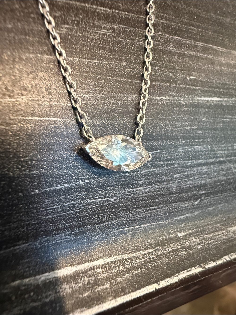 EAST WEST REAL DIAMOND 1.35 ct Marquis Pendant with Diamond accents